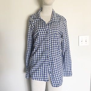 Blue and white checkered Fitted Boyfriend Shirt